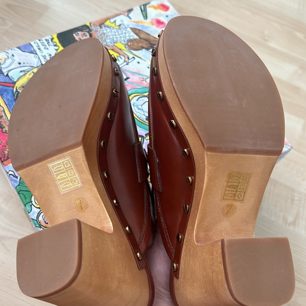 Jeffrey Campbell Brown Leather Studded Clog Mules - Picture 7 of 7